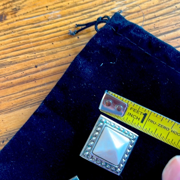 Authentic& Rare Givenchy clip Earrings.White Enamel& silvertone.Givenchy on clip - Picture 6 of 6